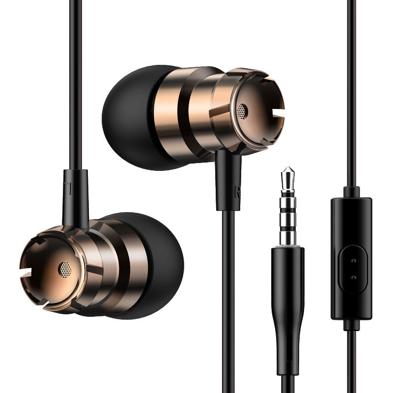 KTX-638675 Metal Wired In-Ear Headphones with Microphone and 3.5mm Straight Plug