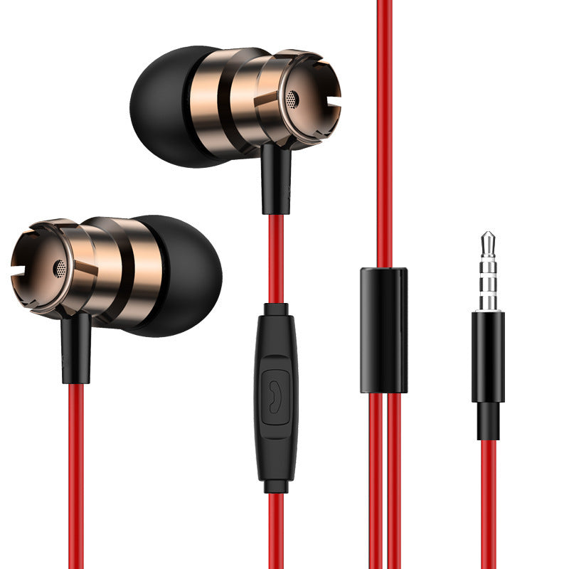 KTX-638675 Metal Wired In-Ear Headphones with Microphone and 3.5mm Straight Plug