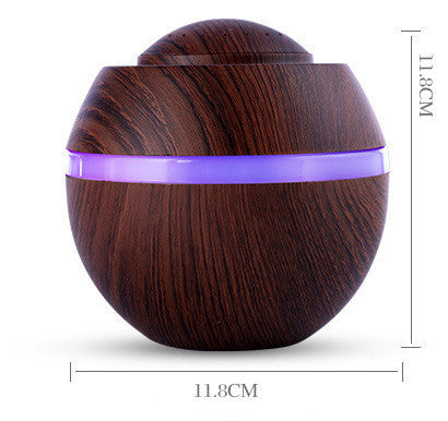 HKM-804115 Wood Grain USB Mini Humidifier with Colorful Gradient Lighting and 500ML Capacity