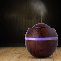 HKM-804115 Wood Grain USB Mini Humidifier with Colorful Gradient Lighting and 500ML Capacity