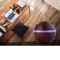 HKM-804115 Wood Grain USB Mini Humidifier with Colorful Gradient Lighting and 500ML Capacity