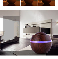 HKM-804115 Wood Grain USB Mini Humidifier with Colorful Gradient Lighting and 500ML Capacity