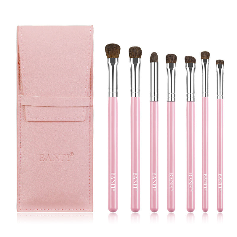 HKM-561683 7-Piece Soft Horse Hair Eyeshadow Brush Set with Wooden Handles