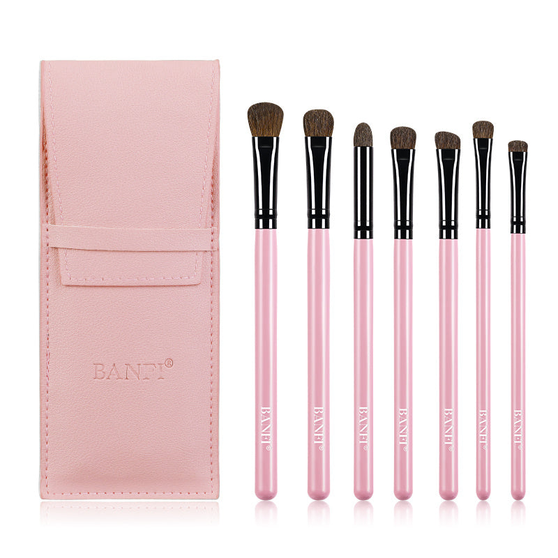 HKM-561683 7-Piece Soft Horse Hair Eyeshadow Brush Set with Wooden Handles