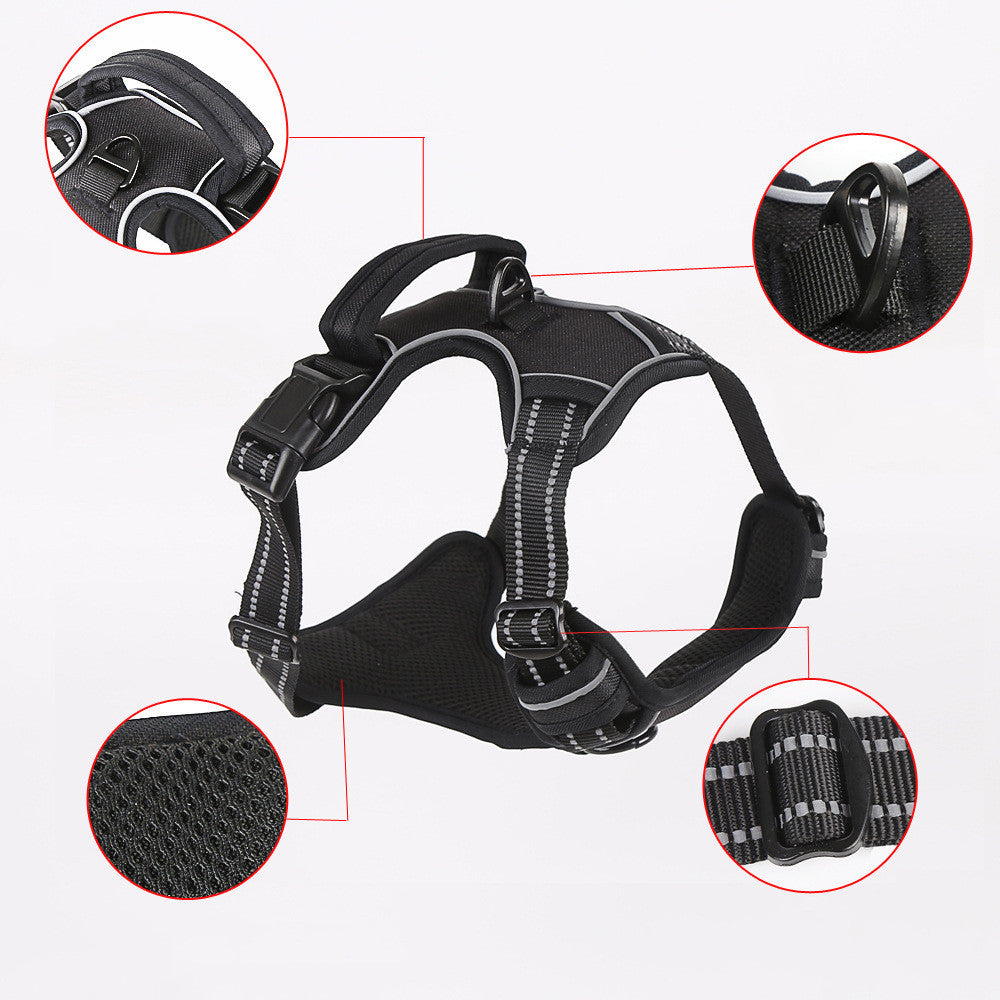 HKM-435859 Universal Reflective Dog Leash Harness with Adjustable Chest Sizes