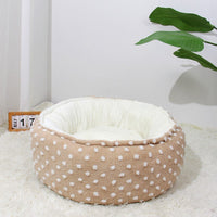 HKM-845843 Cozy Round Cat Nest Bed - Soft Plush Pet Bed for Small to Medium Dogs and Cats
