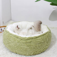 HKM-845843 Cozy Round Cat Nest Bed - Soft Plush Pet Bed for Small to Medium Dogs and Cats