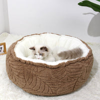 HKM-845843 Cozy Round Cat Nest Bed - Soft Plush Pet Bed for Small to Medium Dogs and Cats
