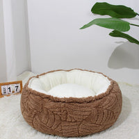 HKM-845843 Cozy Round Cat Nest Bed - Soft Plush Pet Bed for Small to Medium Dogs and Cats