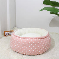 HKM-845843 Cozy Round Cat Nest Bed - Soft Plush Pet Bed for Small to Medium Dogs and Cats