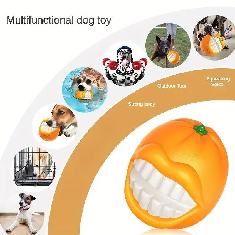 HKM-907283 Interactive Dog Toothbrush Toy with Sound and Grinding Features - Available in Pumpkin and Orange