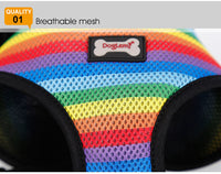 HKM-631315 Rainbow Striped Chest Strap in S, M, L Sizes - Comfortable Sandwich Mesh Design
