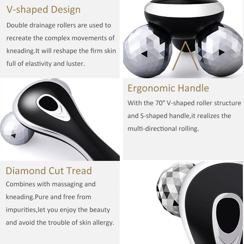 HKM-291155 3D Roller Massager for Facial and Body Contouring, Silver and Gold Options