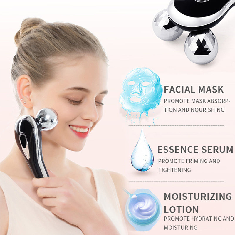 HKM-291155 3D Roller Massager for Facial and Body Contouring, Silver and Gold Options