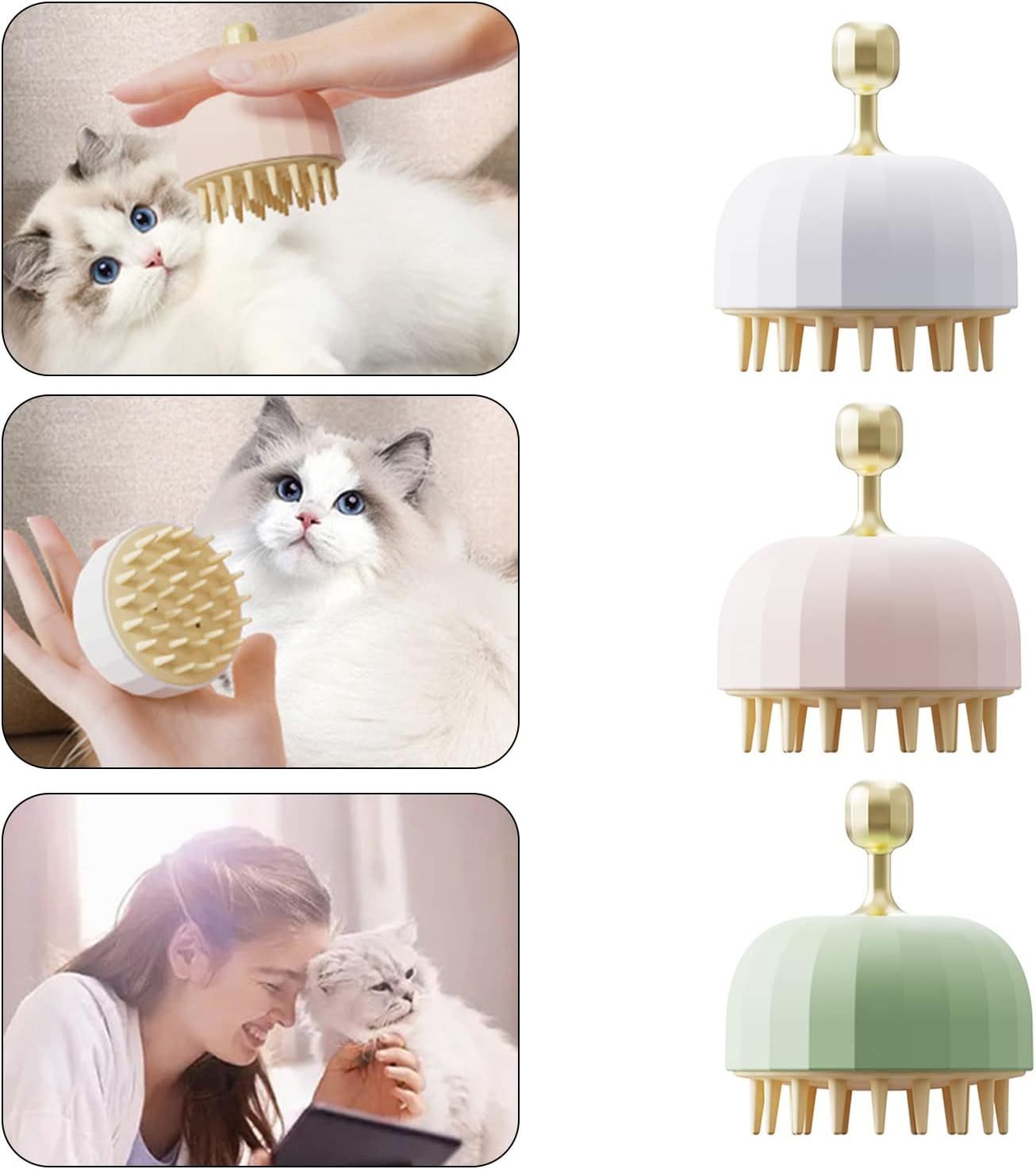 HKM-332435 Pet Shampoo Brush for Dogs and Cats - 3-in-1 Bathing, Massaging, and Grooming Tool with Hair Removal Features