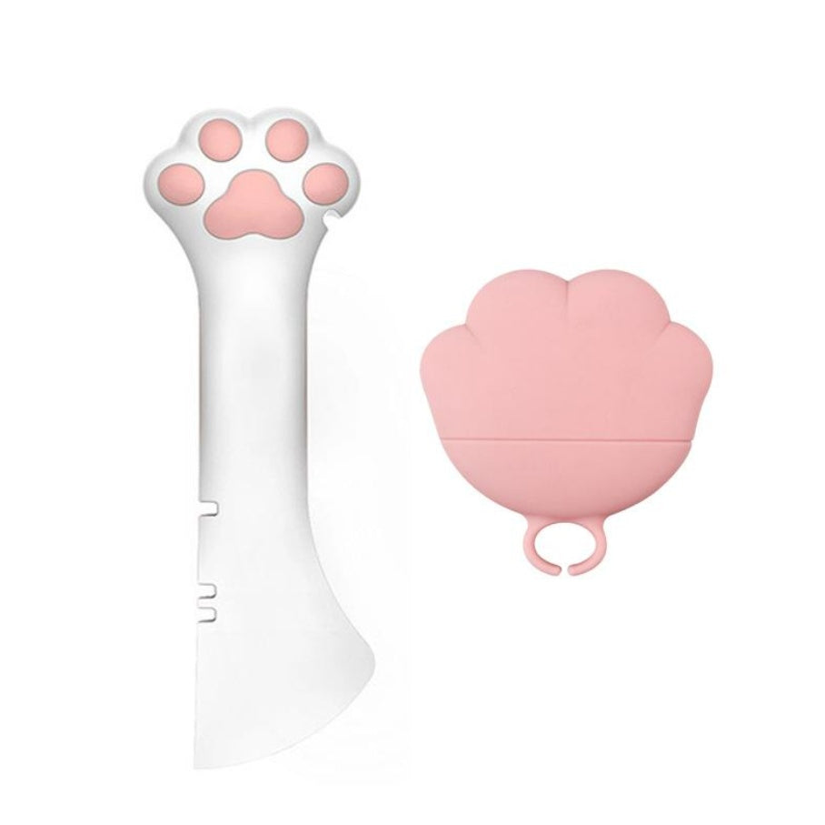 HKM-623699 Pet Food Spoon and Can Opener Set for Cats and Dogs - Multi-Functional Silicone Accessory with Reusable Lids and Easy Scoop Design