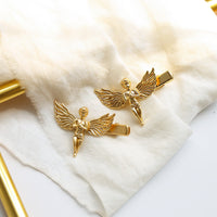 HKM-836691 Metal Angel Hairpin for Women – Gold and Silver Duckbill Clip for Bangs