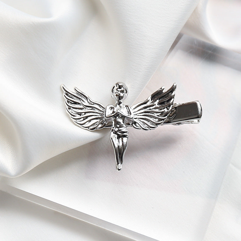 HKM-836691 Metal Angel Hairpin for Women – Gold and Silver Duckbill Clip for Bangs