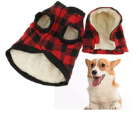 HKM-934483 Plaid Detachable Hooded Pet Jacket for Autumn and Winter ¨C Quilted Cotton and Flannel Lining