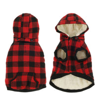HKM-934483 Plaid Detachable Hooded Pet Jacket for Autumn and Winter ¨C Quilted Cotton and Flannel Lining