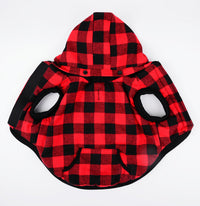 HKM-934483 Plaid Detachable Hooded Pet Jacket for Autumn and Winter ¨C Quilted Cotton and Flannel Lining