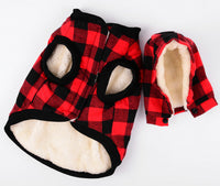 HKM-934483 Plaid Detachable Hooded Pet Jacket for Autumn and Winter ¨C Quilted Cotton and Flannel Lining