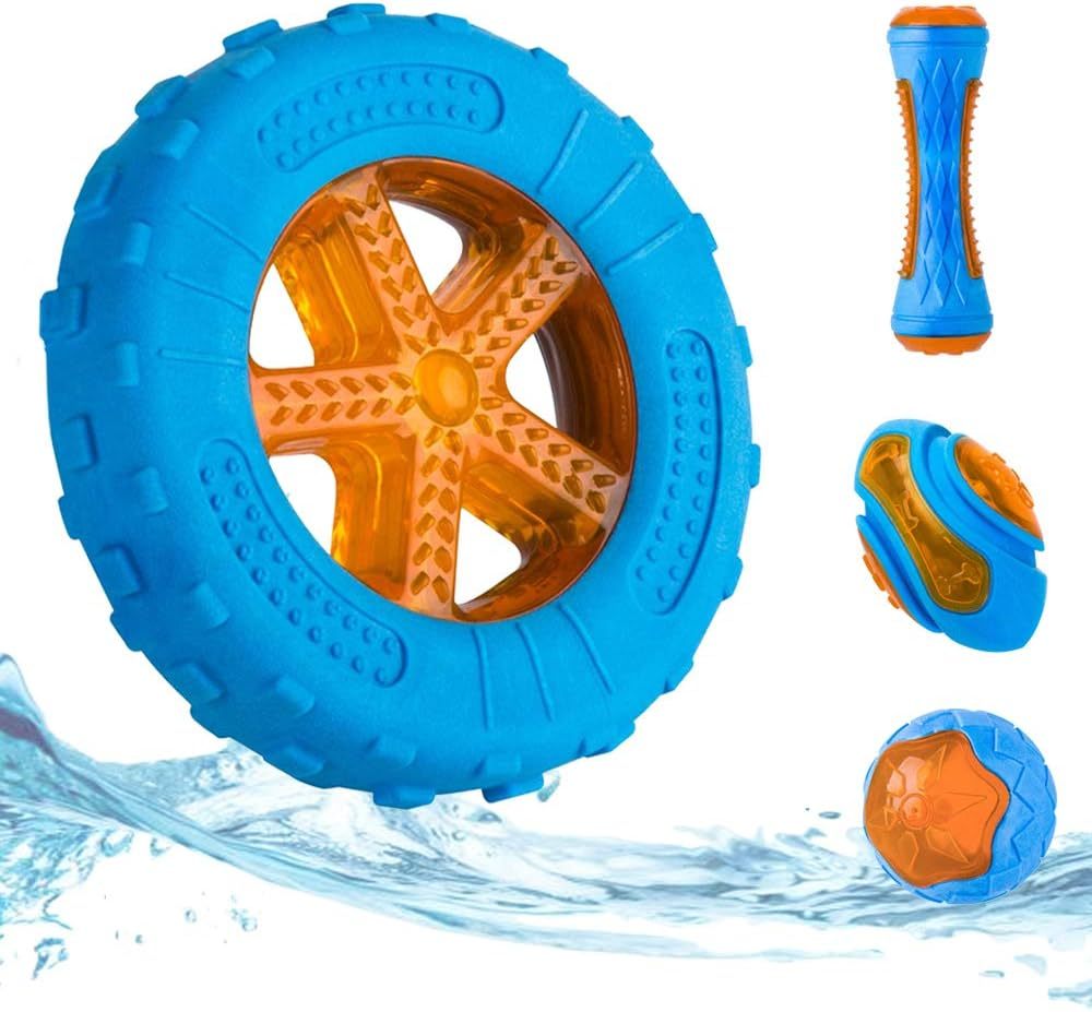 HKM-364051 Interactive Floating Dog Squeaky Toy Set for Fetch and Play in Water
