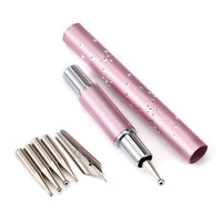 HKM-043411 Metal Nail Painting Pen with Fine Drill Tip for Floral and Lace Designs