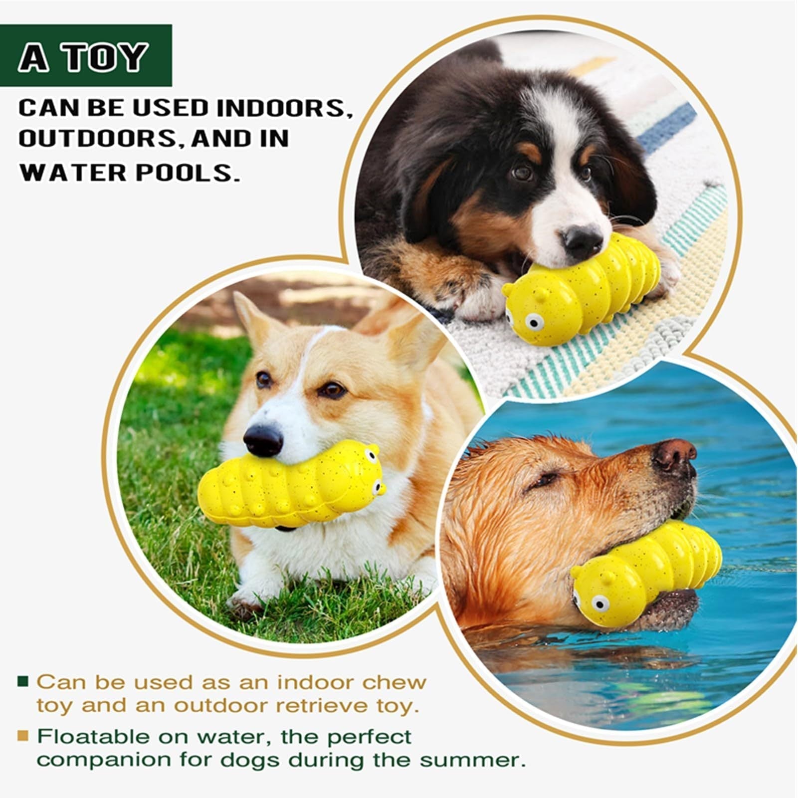 HKM-214547 Indestructible Squeaky Dog Chew Toy for Aggressive Chewers - Durable Food Grade Material for Medium Dogs