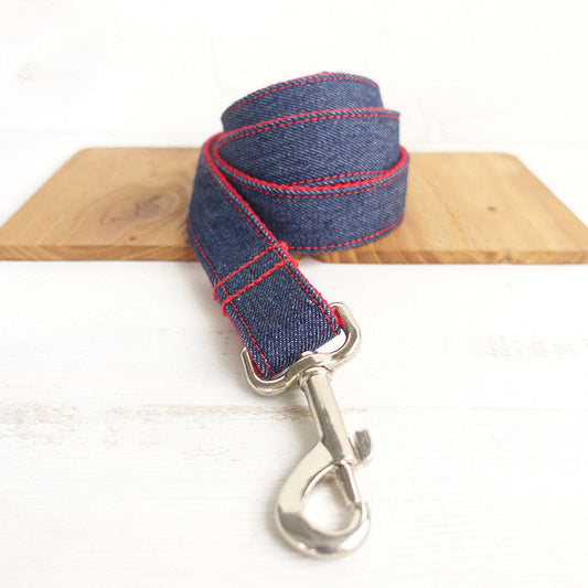 HKM-200723 Denim Blue Polyester Pet Dog Leash - Scalable Traction Belt for Comfortable Control