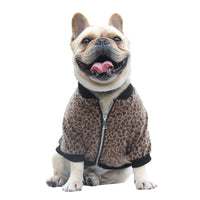 HKM-762259 Autumn Long-Sleeved Leopard Print Jacket for Dogs in Blue - Cozy Two-Legged Pet Coat