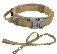 HKM-608275 Tactical Nylon Dog Collar for Large Breeds - Adjustable Size M, L, XL in Black, Army Green, Khaki