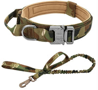 HKM-608275 Tactical Nylon Dog Collar for Large Breeds - Adjustable Size M, L, XL in Black, Army Green, Khaki