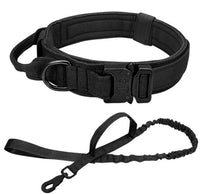 HKM-608275 Tactical Nylon Dog Collar for Large Breeds - Adjustable Size M, L, XL in Black, Army Green, Khaki