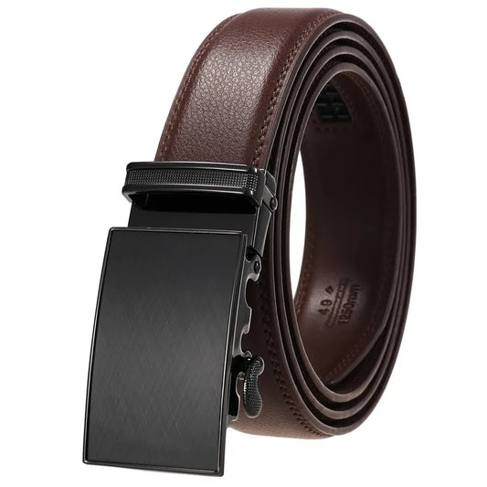 HKM-084307 Automatic Buckle Ratchet Men's Cowhide Leather Belt - Stylish and Durable Design