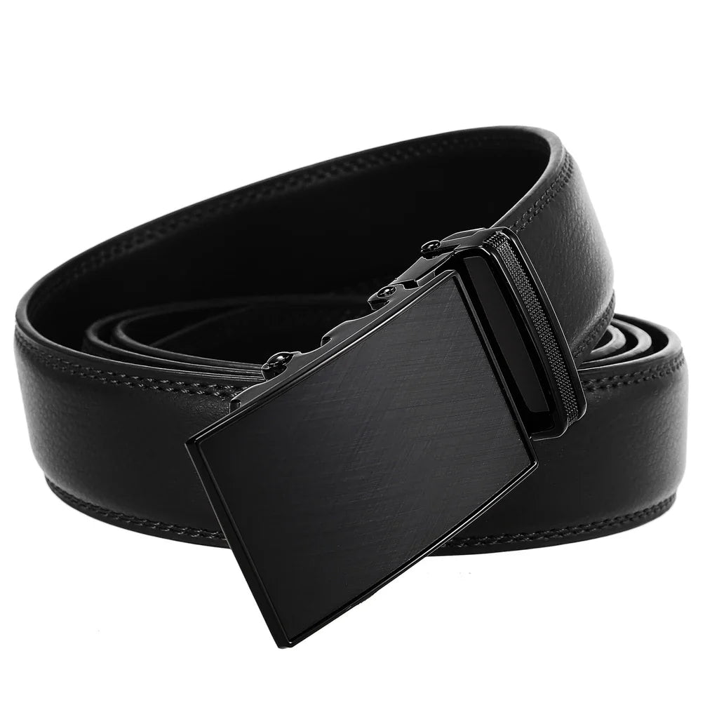 HKM-084307 Automatic Buckle Ratchet Men's Cowhide Leather Belt - Stylish and Durable Design