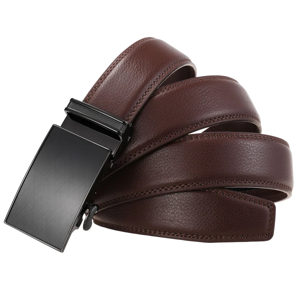 HKM-084307 Automatic Buckle Ratchet Men's Cowhide Leather Belt - Stylish and Durable Design
