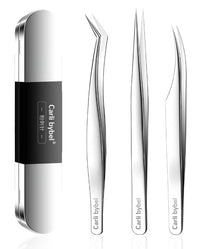 HKM-004819 Eyelash Grafting Tool Set with Stainless Steel Clips - 3-Piece Combination of Peacock, Dolphin & Gold Feather Clips