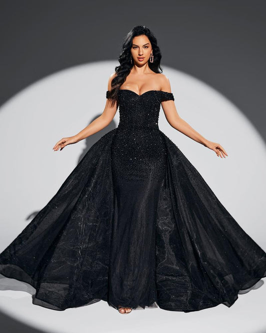 HKM-578963 Elegant Black Evening Gown for Women - Style EZ25076