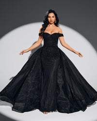 HKM-578963 Elegant Black Evening Gown for Women - Style EZ25076