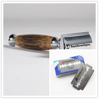 HKM-609939 Natural Bamboo Handle Double Edged Safety Razor for a Smooth Shave
