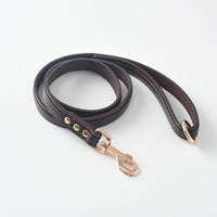 HKM-096659 Durable PU Dog Leash and Collar Set in Black, Red, Yellow, or Coffee