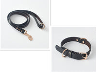 HKM-096659 Durable PU Dog Leash and Collar Set in Black, Red, Yellow, or Coffee