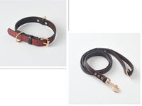 HKM-096659 Durable PU Dog Leash and Collar Set in Black, Red, Yellow, or Coffee