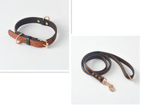 HKM-096659 Durable PU Dog Leash and Collar Set in Black, Red, Yellow, or Coffee