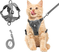 HKM-013331 Adjustable Soft Mesh Cat Harness and Leash Set for Safe Outdoor Adventures