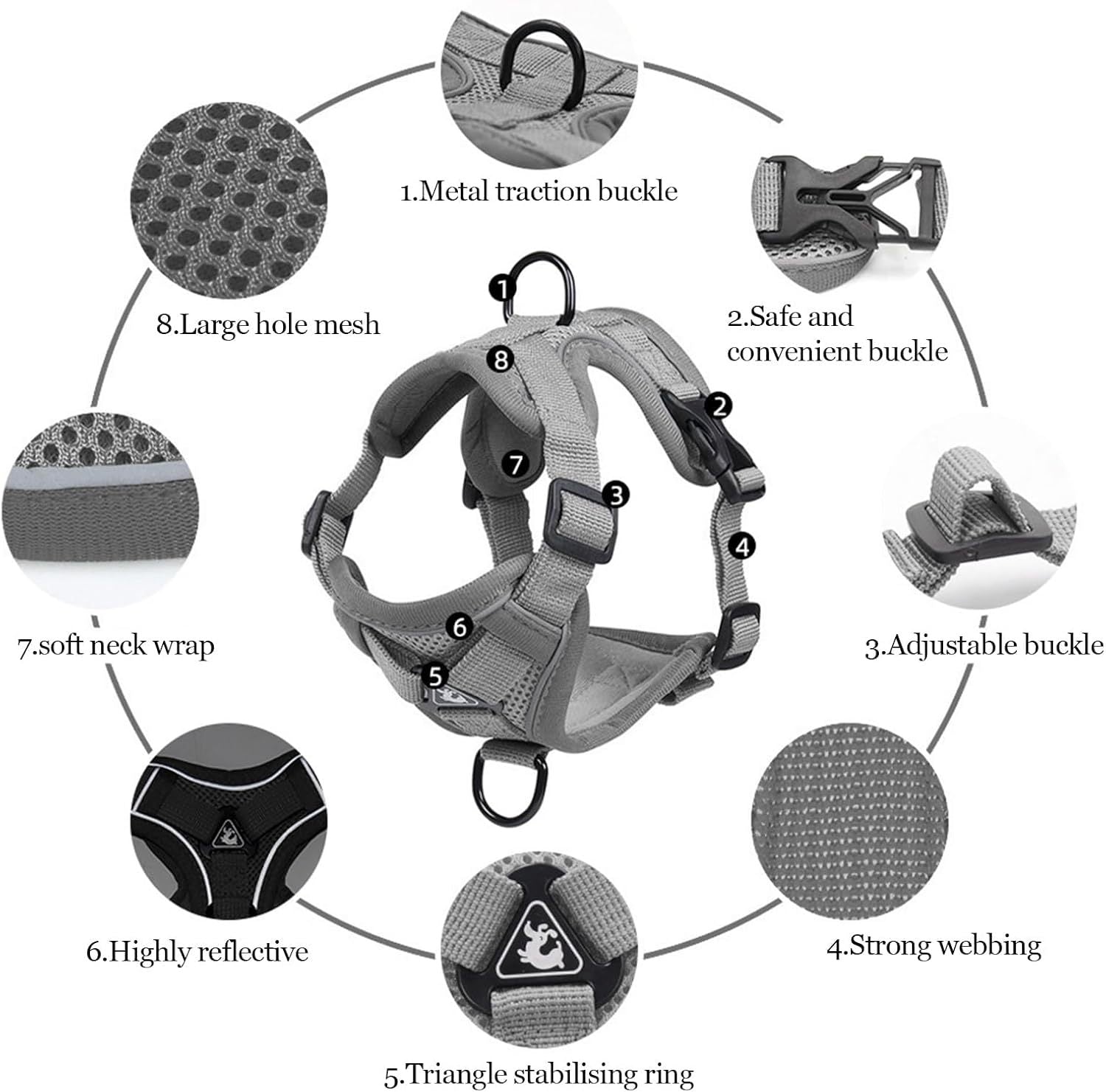 HKM-013331 Adjustable Soft Mesh Cat Harness and Leash Set for Safe Outdoor Adventures