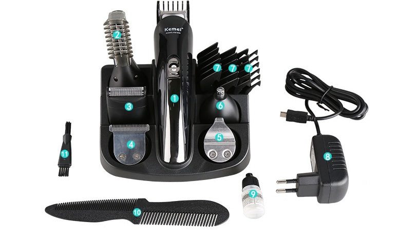 HKM-574867 Kemei KM-600 Wireless Hair Razor with Multiple Attachments and Accessories