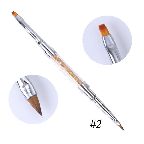 HKM-082771 Dual-Ended Nail Art Pen for Flower Designs with Diamond Inlay