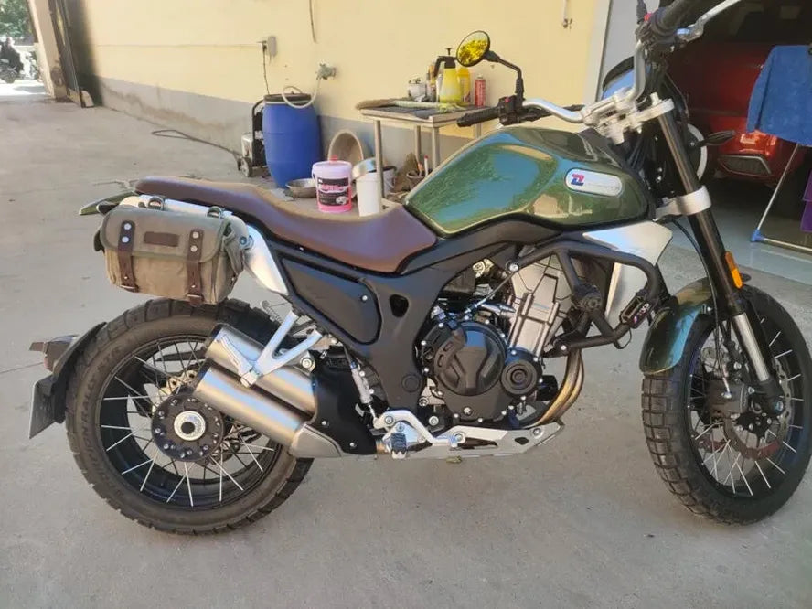 KTX-581587 Waterproof Motorcycle Side Car Head Car Lock Bag - Heavy Duty Waxed Canvas and Leather Riding Rear Seat Messenger Bag